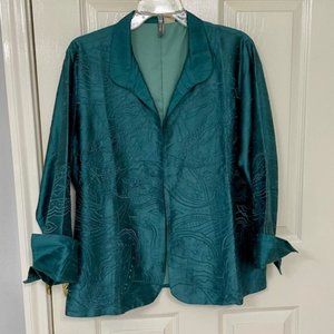Evening Jacket 100% Silk, Lustrous Emerald Green, NWOT